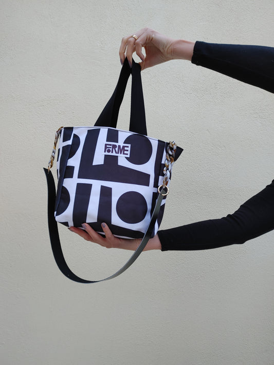 Bag Easy - Small cabas bag in black and white